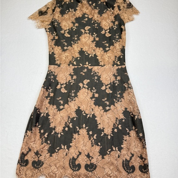 Storia Black and Tan Lace Mini Dress Size Small - Picture 2 of 4